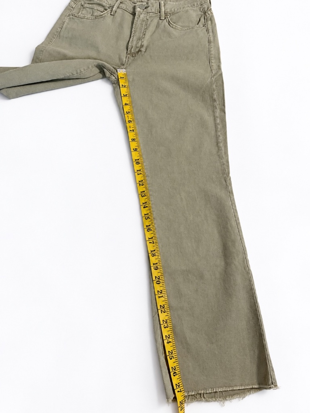MOTHER The Insider Ankle Fray Chalk It Up Jeans Women's Size 29 Chalk Oxford Tan - Picture 7 of 16